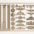 European-style carved plaster carved round carved Roman column 3d model