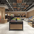 Well Stocked Supermarket General Merchandise Area With Shelves Shopping Carts And Products