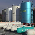 Industrial Storage Tanks Featuring Various Sizes Different Colors And Cylindrical Spherical Shapes 3d model