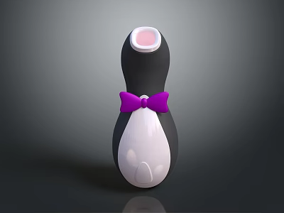 Game Movie Character Penguin Shaped Black And White Body With Purple Bow Tie Rounded Design 3d model