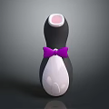 Game Movie Character Penguin Shaped Black And White Body With Purple Bow Tie Rounded Design
