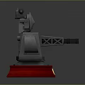 Military Weapon Model with Spherical Radar Barrel Red Base Plaque and Support Structure 3d model