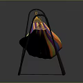 Colorful Striped Hammock With Black Metal Stand For Indoor Modern Use