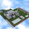 Aerial Planning of Industrial Facility Layout with Buildings Green Areas and Roads