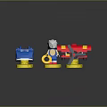 Building Blocks Set with Blue Toy Car Red Airplane and Hedgehog Figure