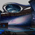 Luxurious Blue Stage Design with Bright Lighting for Large Event Celebration 3d model