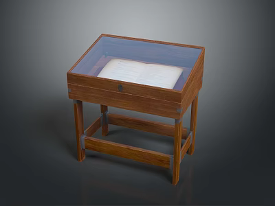 Sturdy Wooden Dining Table With Glass Top And Drawer Detail 3d model