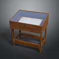 Sturdy Wooden Dining Table With Glass Top And Drawer Detail