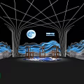 Stunning Stage Design With Starry Sky Background Blue Moon And Mountain Decorations