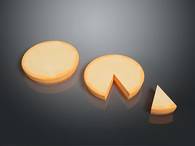 Whole and Partially Sliced Cheese Wheels with Small Triangle Cut Piece 3d model