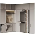 Elegant Modern White Kitchen Cabinets With Marble Countertop Drawers And Lighting