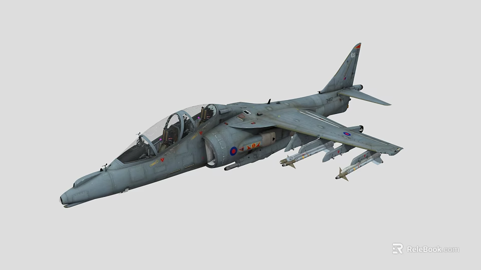 Modern Military Fighter Jet with Royal Air Force Markings and Mounted Missiles 3d model 