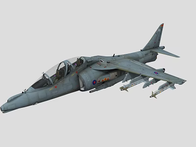 Modern Military Fighter Jet with Royal Air Force Markings and Mounted Missiles 3d model