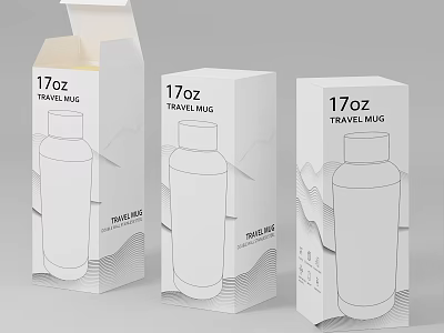 Stylish 17oz Travel Mug Packaging Boxes With Modern Wavy Design And White Color 3d model