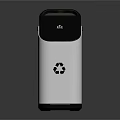 Modern Public Facility Recycling Bin with Waste Disposal Icon and Lid Design