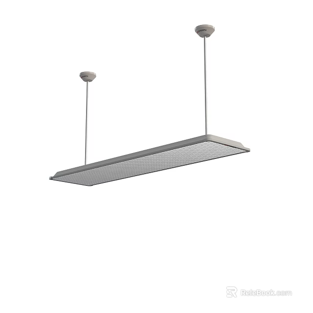 Modern Rectangular Pendant Light With Perforated Surface Suspended By Metal Cable 3d model 