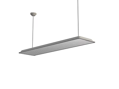 Modern Rectangular Pendant Light With Perforated Surface Suspended By Metal Cable 3d model