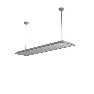 Modern Rectangular Pendant Light With Perforated Surface Suspended By Metal Cable 3d model