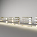 Modern Display Shelves With Metal Frame And Multiple White Shelves For Retail