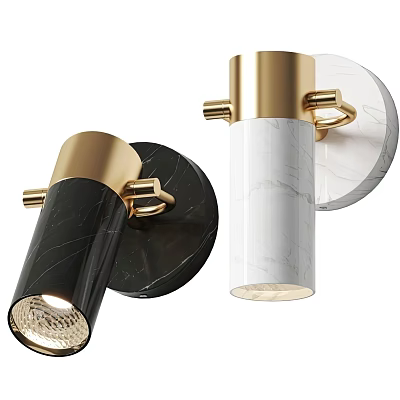 Modern Wall Sconces With Black White Marble And Gold Accents Design 3d model