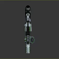 Futuristic Modern Revolver With Green White Decorative Accents And Ergonomic Grip Design