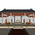 Ancient Chinese Traditional Architecture with Stone Lions Steps White Walls and Gray Rooftop
