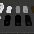 Various Car Models In White And Black Colors Arranged For Display Showcase
