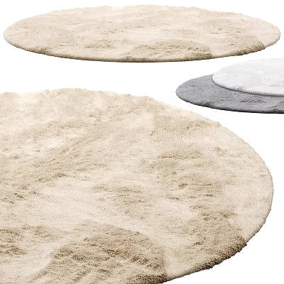 Soft Fluffy Round Rugs in Beige Gray White for Home Decor 3d model