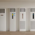 White Floor Standing Air Conditioners With Different Control Panels And Designs 3d model