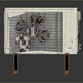 White Rectangular Computer Cooling Component With Circular Fan Grille And Metal Brackets