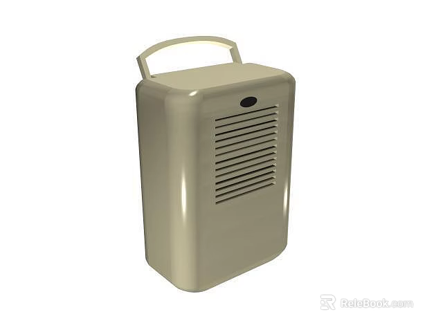 Beige Compact Industrial Equipment with Top Handle Front Grille and Round Button Design 3d model 