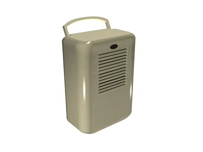 Beige Compact Industrial Equipment with Top Handle Front Grille and Round Button Design 3d model