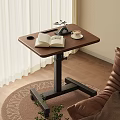 Modern Wooden Side Table With Height Adjustable Stand Open Book Coffee Cup Living Space