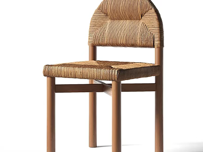 Woven Design Leisure Chair With Solid Wooden Frame And Natural Finish 3d model