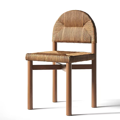 Woven Design Leisure Chair With Solid Wooden Frame And Natural Finish 3d model