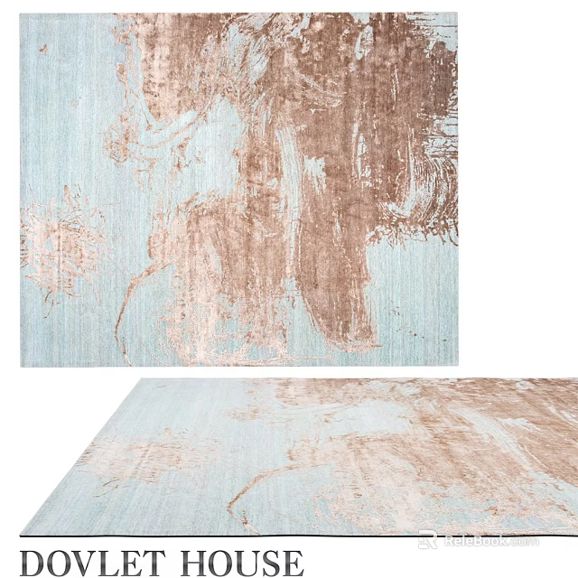Light Blue And Brown Abstract Square Rug With Modern Artistic Texture Design 3d model 