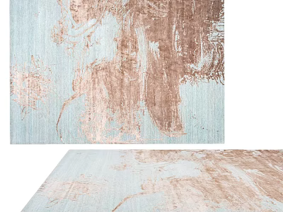 Light Blue And Brown Abstract Square Rug With Modern Artistic Texture Design 3d model