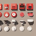 Essential Fire Safety Equipment Featuring Alarm Buttons Smoke Detectors And Fire Alarm Devices