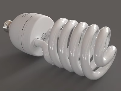 White Spiral Energy Saving CFL Bulb Modern Lighting Design 3d model