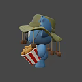Cute Cartoon Koala Character Wearing Green Hat Holding Beverage And Fried Chicken Bucket