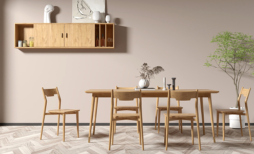 Nordic Dining Table and Chair Combination Dining Table and Chair 3d model