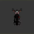 Red Motorcycle With Black Seat And Wheels On Gray Background Modern Design