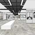 Modern Art Exhibition Hall Interior With Spacious Layout Polished Floor And Paintings