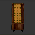 Vintage Wooden Mantel Clock With Yellow Green Diamond Pattern And White Dial