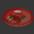 Elegant Green Round Decorative Plate With Lotus Flower And Leaves Design