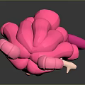 Cute Pink Mermaid Doll with Ram Horns Pink Hair and White Top