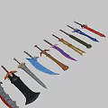 Colorful Decorative Swords With Diverse Designs Vibrant Colors And Intricate Handles