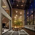 Stylish Modern Restaurant Interior With Wooden Wall Design Green Plants And Ambient Lighting