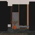 Modern Entryway Hallway Interior Design With Dark Paneling Metal Trim And Copper Vase