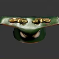 Green Deer Head Decorative Ornament With Gold Antlers Red Ears And Big Eyes
